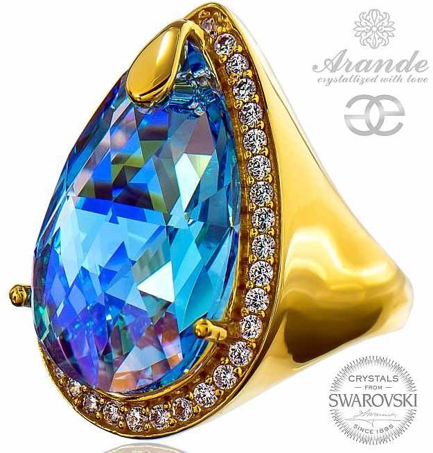 Swarovski Arande SPECIAL PIERŚCIONEK AQUA ENCANTE ZŁOTE SREBRO 700768