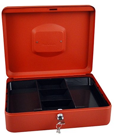 Unbekannt PAVO Premium kasetka na pieniądze, zamek cylindryczny z 2 kluczami, 30 x 24 x 9 cm, czerwona 8011094