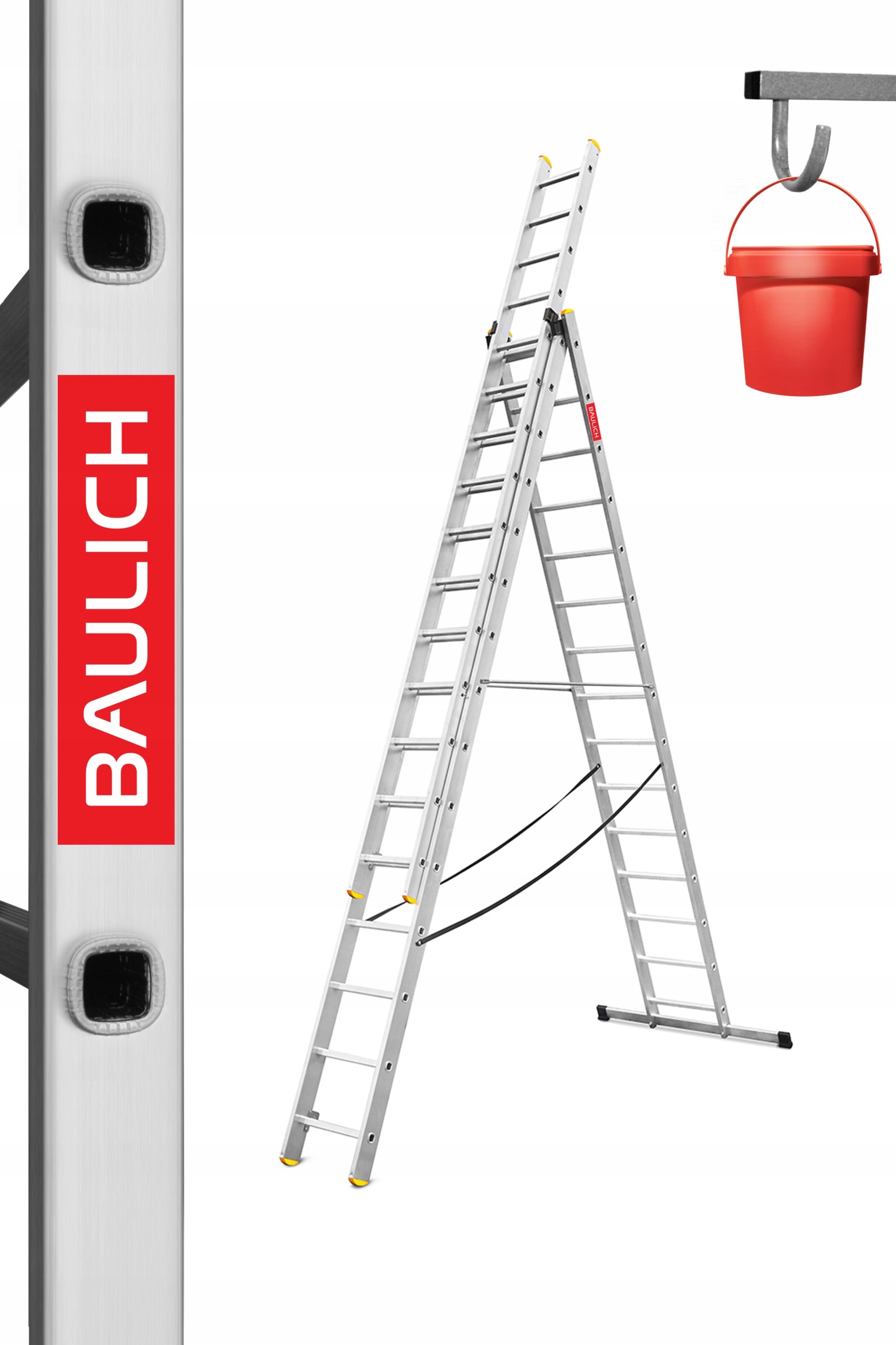 Drabina aluminiowa 3x15 Baulich 150 kg +hak gratis