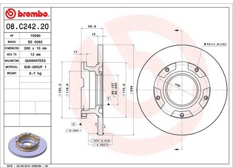 BREMBO Tarcza hamulcowa 08.C242.20