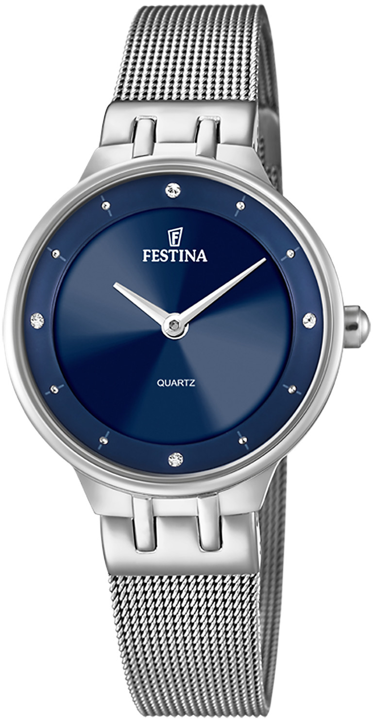 Фото - Наручний годинник FESTINA Srebrny zegarek damski  Mademoiselle F20597/3 granatowa tarcza 