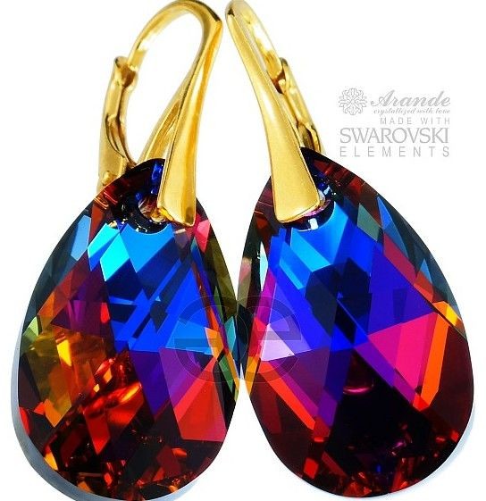 Swarovski NAJNOWSZE piękne kolczyki VOLCANO ZŁOTE SREBRO UNIKAT