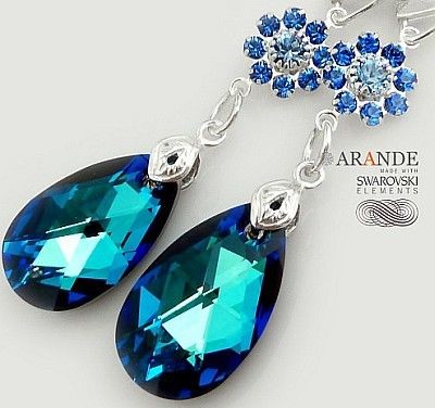 Swarovski Nowe Unikatowe Kolczyki Blue Aqua Feel 2