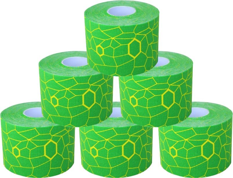 Thera-Band Theraband [hygenic Corporation XactStretch 12932 taśma do kinesiotapingu 5cm rolka 5m zielono-żółta op. 6 rolek 12932 6 rolek