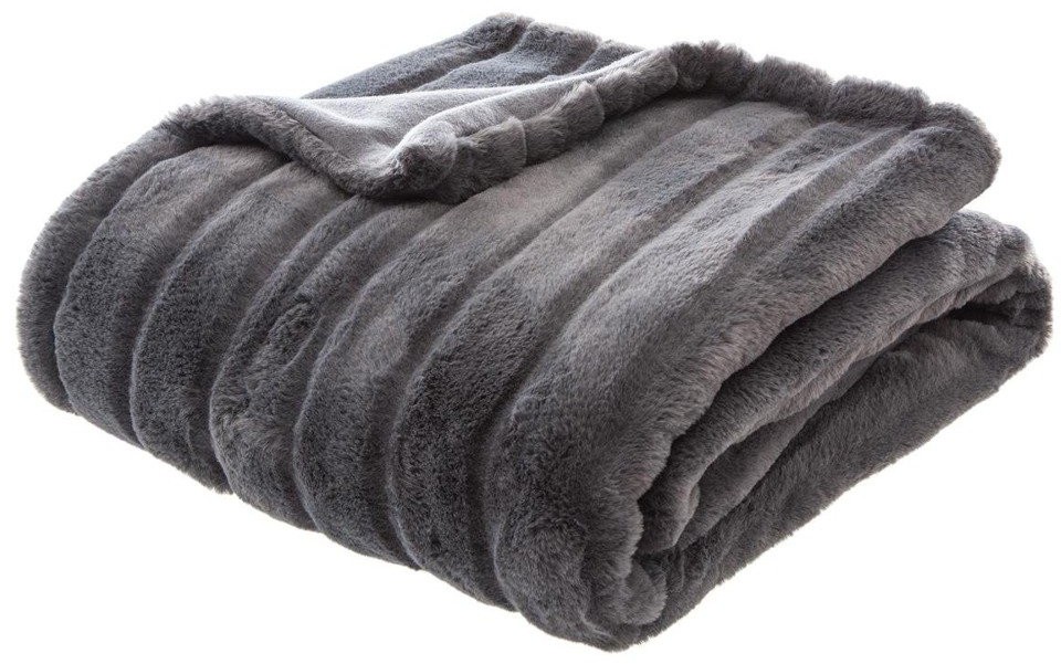 Atmosphera Miekka narzuta na łóżko w falę pled poliestr 120x160cm ciemnoszara B075YZN5LD