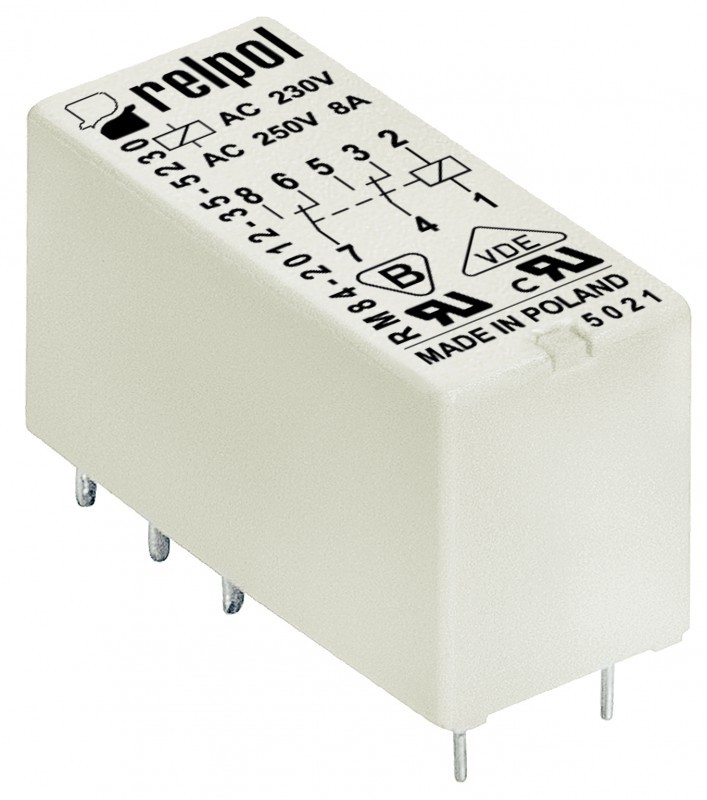 Zdjęcia - Pozostałe artykuły elektryczne Relpol Przekaźnik miniaturowy 2P 8A 24V DC PCB AgNi RM84--35-1024 600336  2012