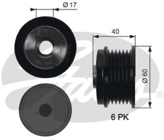 GATES Alternator - sprzęgło jednokierunkowe GATES OAP7154