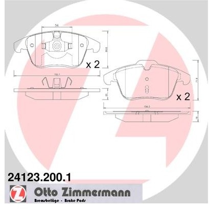 ZIMMERMANN Zestaw klocków hamulcowych, hamulce tarczowe 24123.200.1