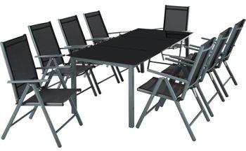 TecTake Komplet ogrodowy z aluminium stół i 8 krzeseł ciemnoszary 402164