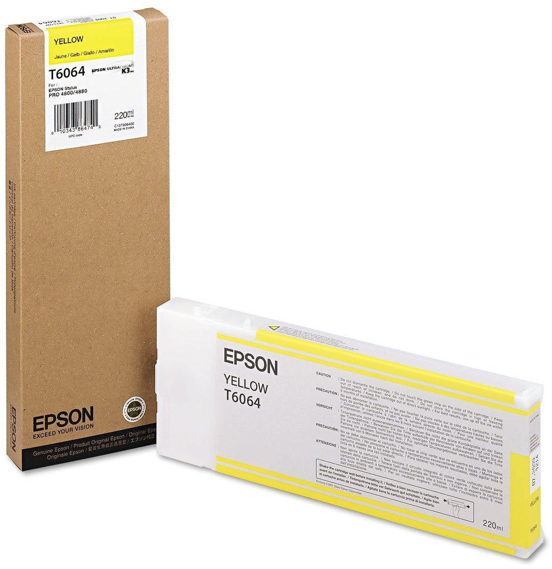 Epson Tusz EPSON T6064, żółty, 220 ml