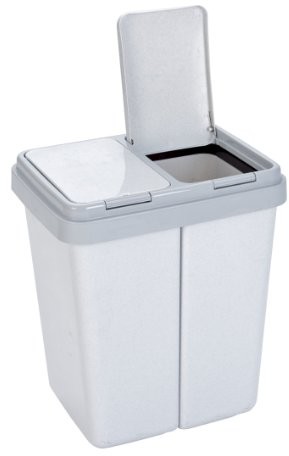 Axentia ZwEimer pojemnik na odpady z 2 komorami i klapą, 2 x 23 l, kolor szaro-granitowy, nadaje się do kuchni, łazienki, pokoju dziecięcego, wymiary 43 x 32 x 51 cm 235168