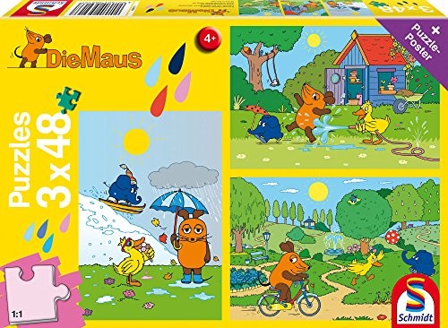 Schmidt Spiele Puzzle 56213 - Mysz Wiele radości, 3 x 48 części