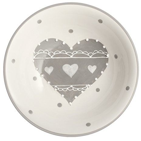 H+H Serce szara H & H serce szara talerz z ceramiki, 15 cm, ceramika, biel i szary, 16 x 16 x 4 cm 8003512596889