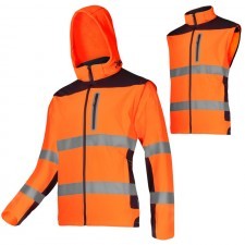 LAHTI PRO Kurtka robocza Softshell ostrzegawczy z odpinanymi rękawami roz S L4092201 LPL4092201