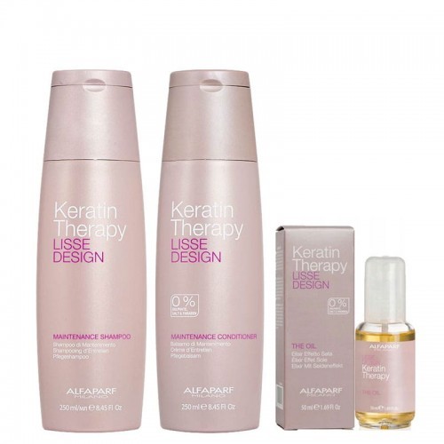 Alfaparf Lisse Design Keratin Therapy zestaw podtrzymujący efekt prostowania | szampon, odżywka, olejek 2780