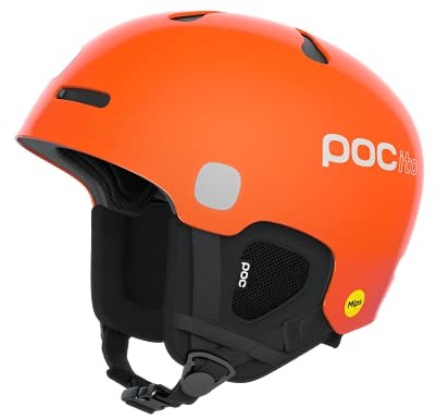 POC POCito Auric Cut MIPS bezpieczny kask narciarski i snowboardowy dla dzieci z panelem LED, fluorescencyjny pomarańczowy, XXS (48-52 cm)