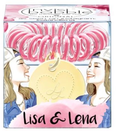 InvisiBobble Lisa & Lena - różowa gumka do włosów z zawieszką serca