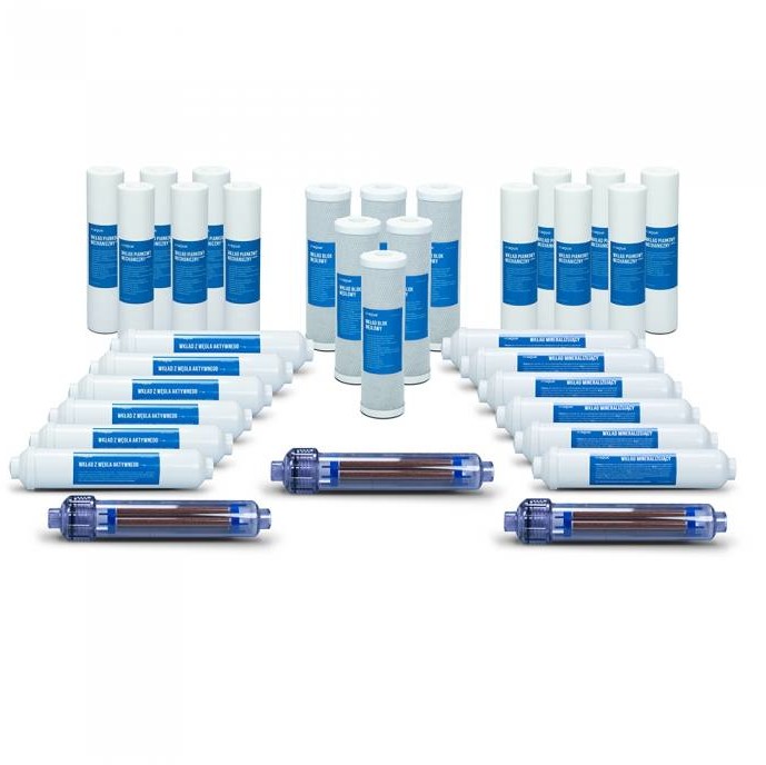 Komplet wkładów do filtrów RO7 na 3 lata mineralizator i jonizator MA-ZW7-3
