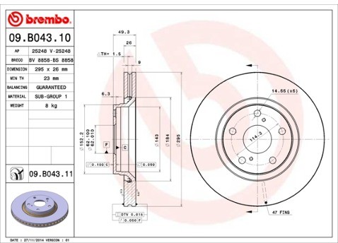 BREMBO Tarcza hamulcowa 09.B043.11