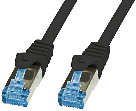 Patchcord kat.6A ekran Pimf RJ45 1:1 czarny 15m