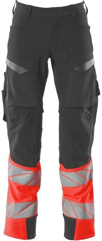 Mascot Workwear ACCELERATE SAFE SPODNIE Z KIESZENIAMI NA KOLANACH; CIEMNY ANTRACYT/CZERWIEŃ HI-VIS (82C49)