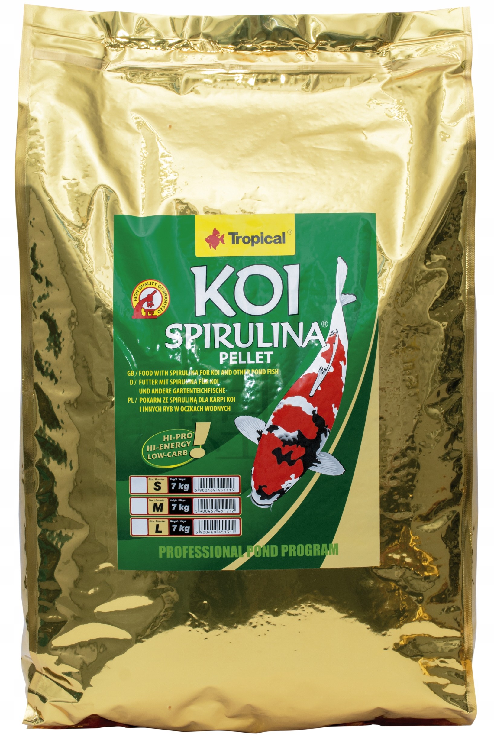 Tropical Koi Spirulina Pellet L 7kg Pokarm Dla Ryb