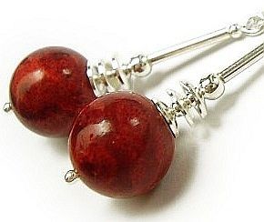 Arande Srebrne Kolczyki Naturalny KORAL długie