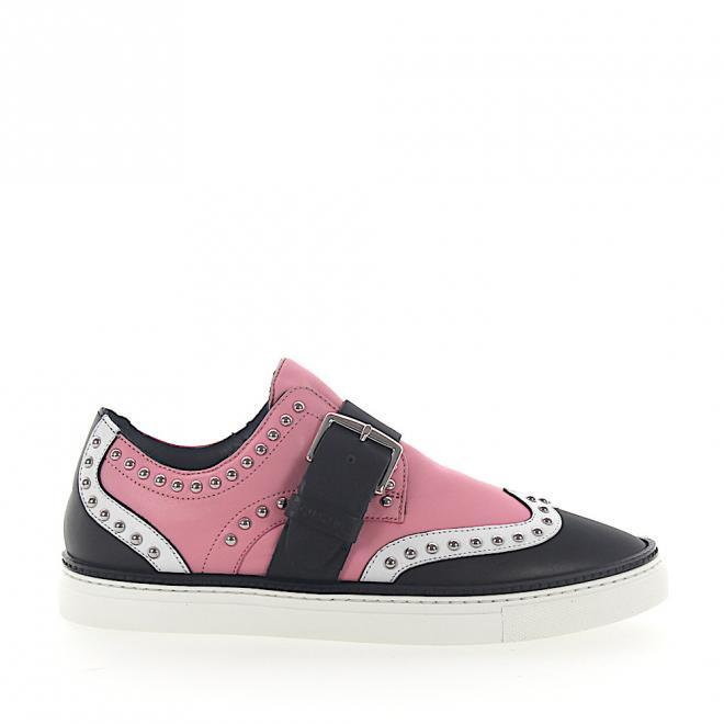 Dsquared2 Dsquared2 Trampki skóra cielęca skóra nappa Logo Nity biały czarny róż