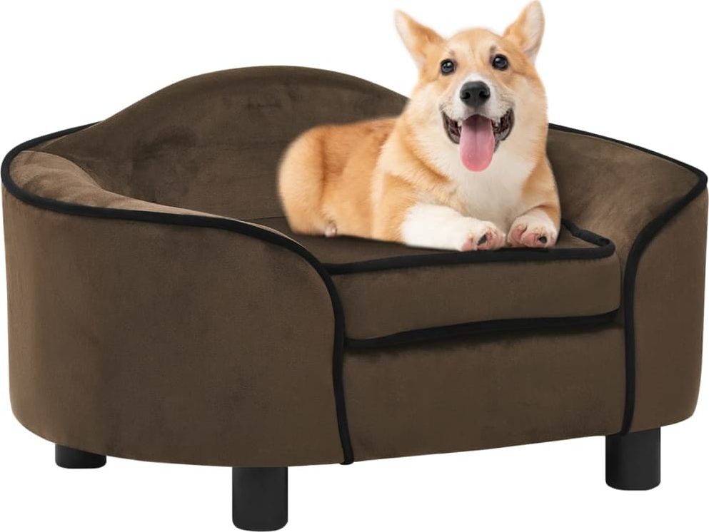 Vidaxl Sofa dla psa brązowa 67x47x36 cm pluszowa 171085 171085 171085
