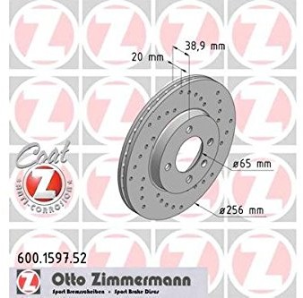 ZIMMERMANN 600.1597.52 hamulce z przodu,, perforowane, sport Coat z 600.1597.52