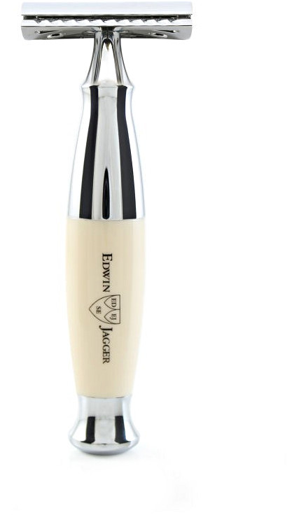 Edwin Jagger Maszynka na Żyletki z Ozdobną Ecru Rączką + 1 Żyletka Feather