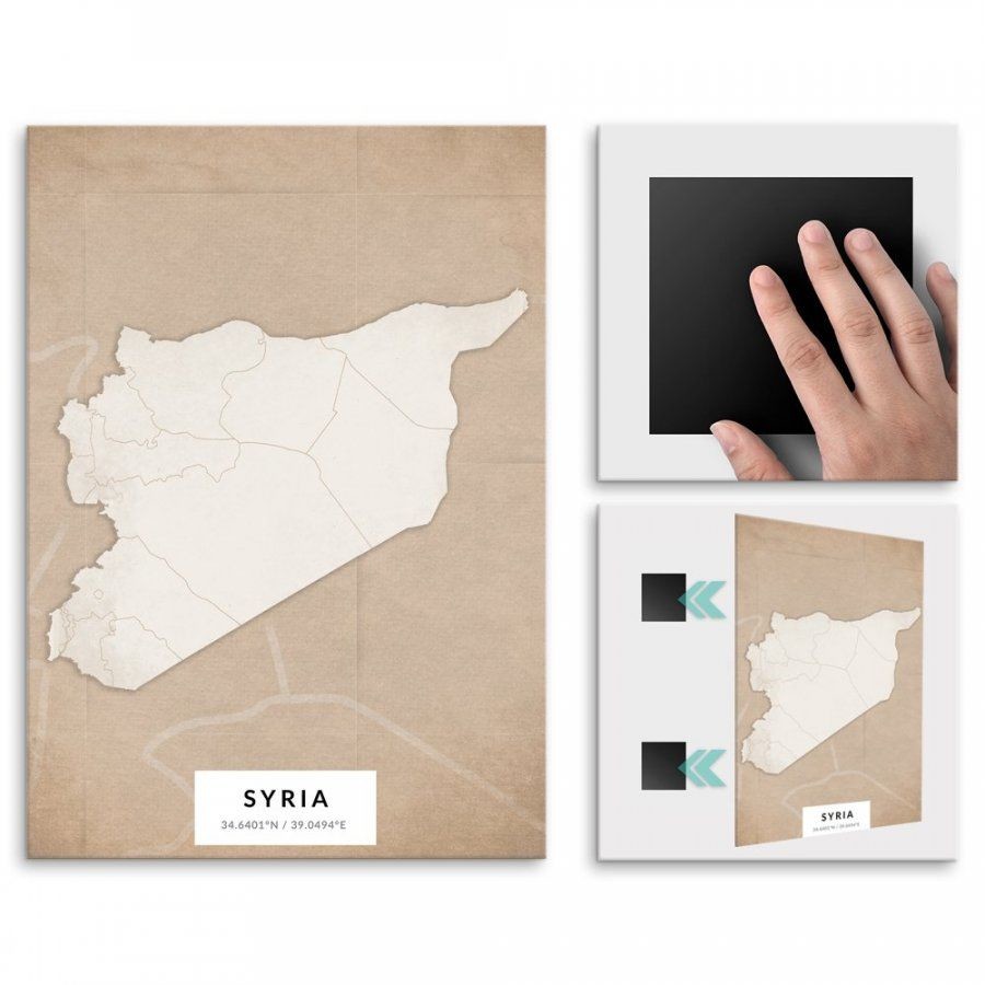 Pix4home Plakat metalowy Mapa Vintage Syria M POS-M-04365