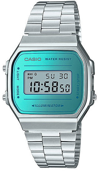 Casio A168WEM -2EF Retro Vintage Mirror Face - stalowy / srebrny