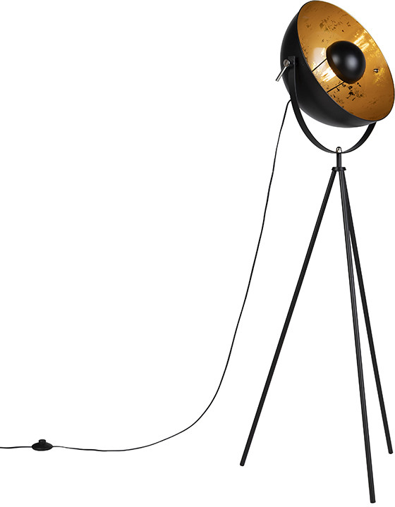 QAZQA Industrialna lampa podłogowa trójnóg czarna 40cm - Magna Eglip