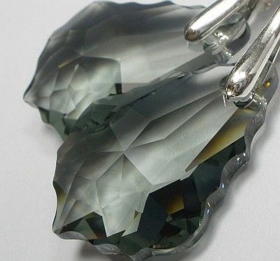 Swarovski piękne kolczyki wisiorek SREBRO Black