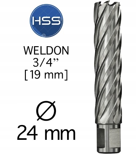 HSS Fi 24 x 55 mm Frez Trepanacyjny Wiertło rurowe