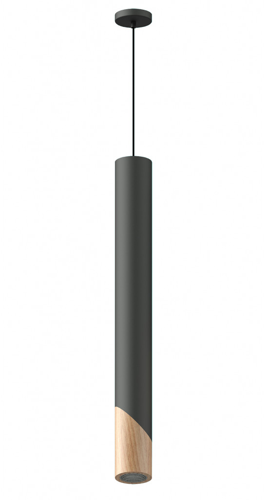 LED Cob Thoro Minimalistyczna Lampa wisząca SVEG 100 Sufitowa Kolor czarny/naturalne drewno Atrakcyjny wzór tuby Oświetlenie do salonu, sypialni Styl Loft Industrial Zwis stal oprawa EDC Producent THORO TH.026