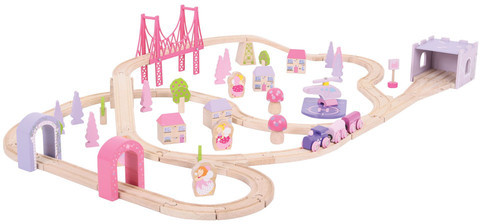 Bigjigs Toys Zestaw kolejowy i Czarodziejskie miasteczko