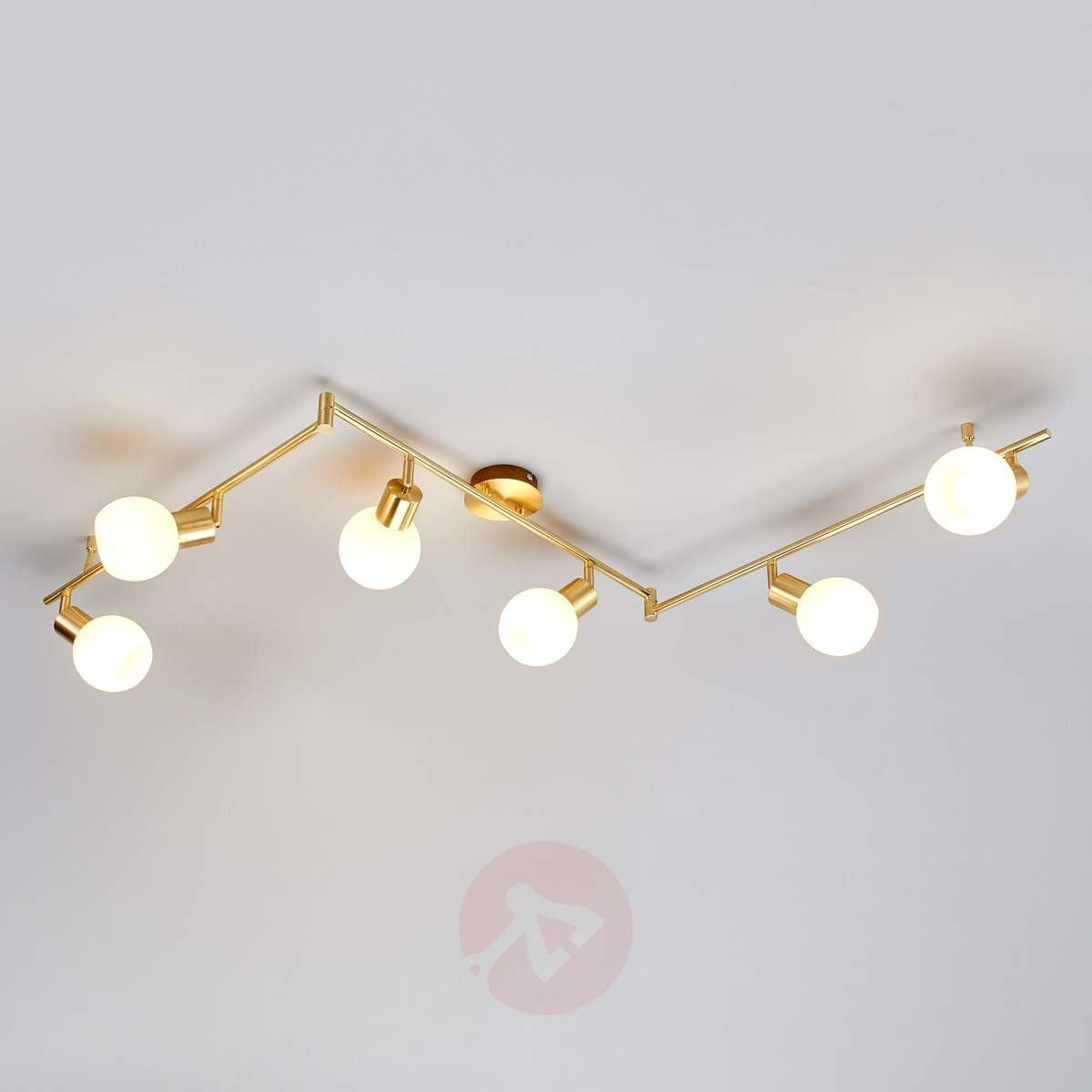 Lampenwelt 6-punktowa lampa sufitowa LED ELAINA, mosiężna