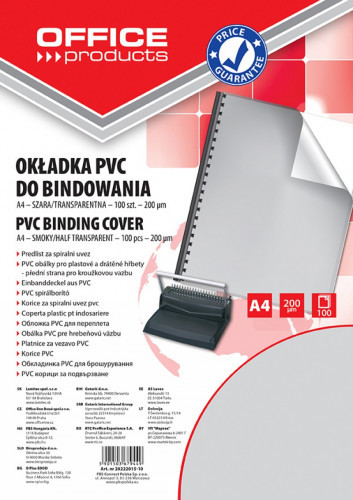 OFFICE PRODUCTS OKŁADKI DO BINDOWANIA OFFICE PRODUCTS PVC A4 200MIKR. 100SZT. SZARE TRANSPARENTNE zakupy dla domu i biura 20222015-10