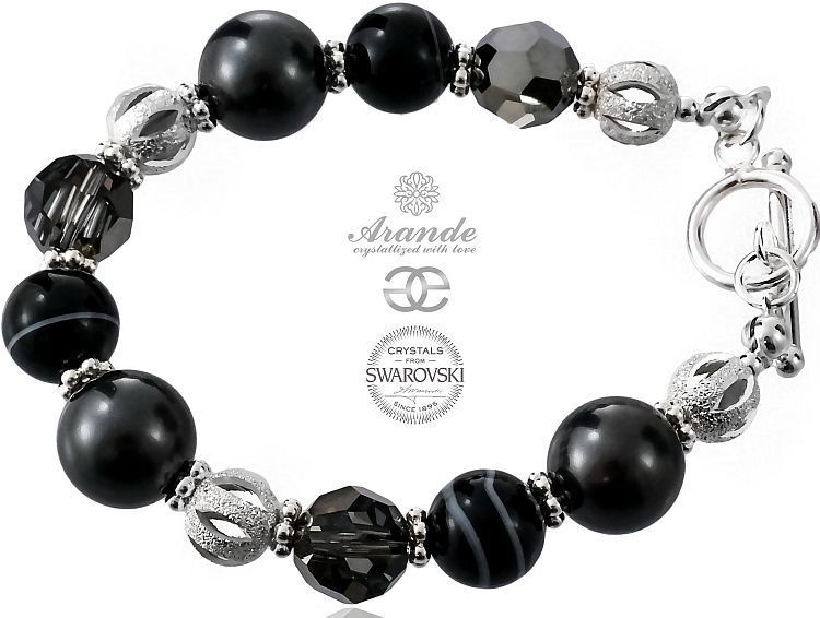 Swarovski Arande NOWE Piękna Bransoletka BLACK FANTASIA Srebro 700699