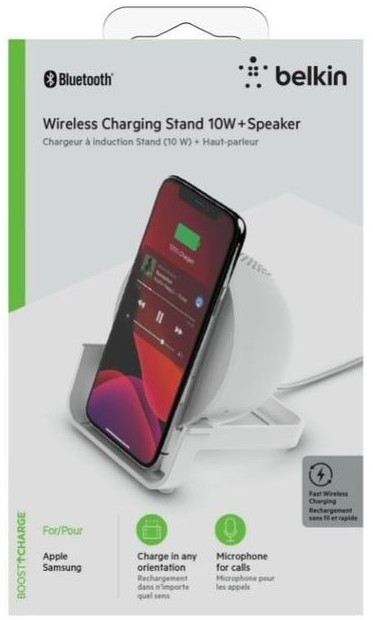 Belkin Podstawka ładująca BoostCharge + głośnik, biała AUF001vfWH