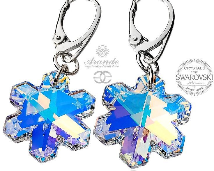 Swarovski kolczyki ŚNIEŻYNKI Aurora SREBRO