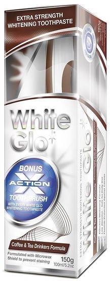 White Glo White Glo Coffee & Tea Drinkers Formula pasta wybielająca usuwająca osad z kawy i herbaty + szczoteczka 150g