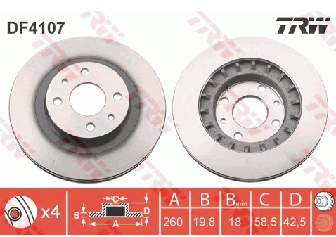 TRW Tarcza hamulcowa DF4107