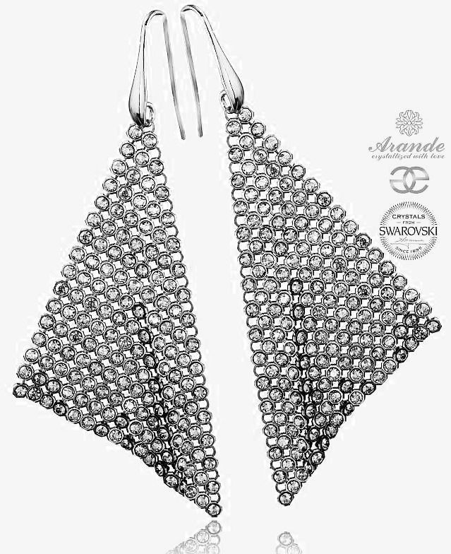 Swarovski PIĘKNE KOLCZYKI CRYSTAL MESH SREBRO