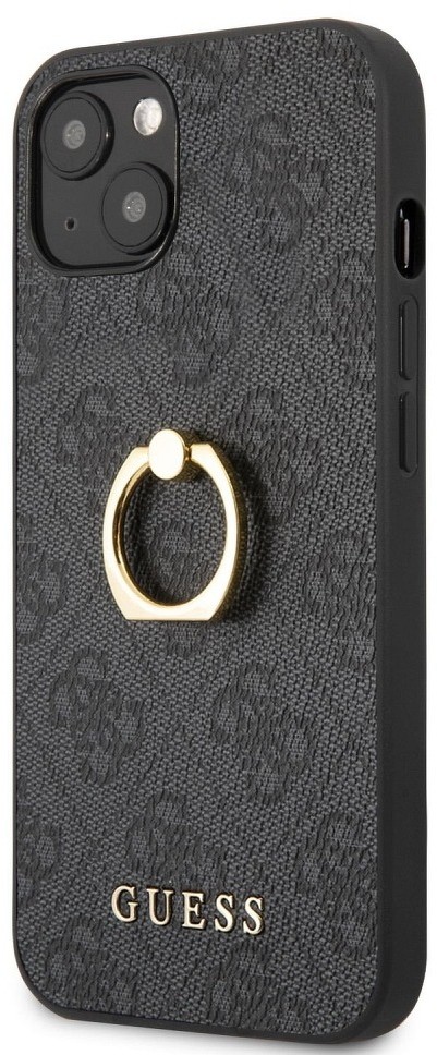 Guess Oryginalne Etui Hardcase iPhone 13 MINI / szary + ring stand GUHCP13S4GMRGR