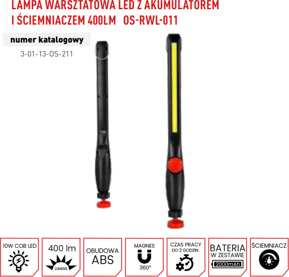 PRO PRO Lampa LED z Aku 400Lm OS-RWL-011 23409