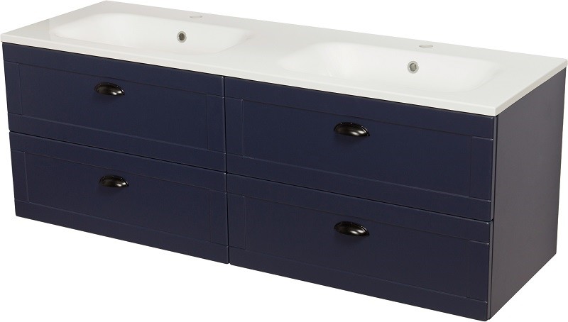 Gante Wisząca szafka z umywalką granatowy mat 140/4 cm seria Grend GRD-GN-U141/46/4+GREND-14