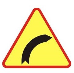 Znak ostrzegawczy A-1 niebezpieczny zakręt w prawo